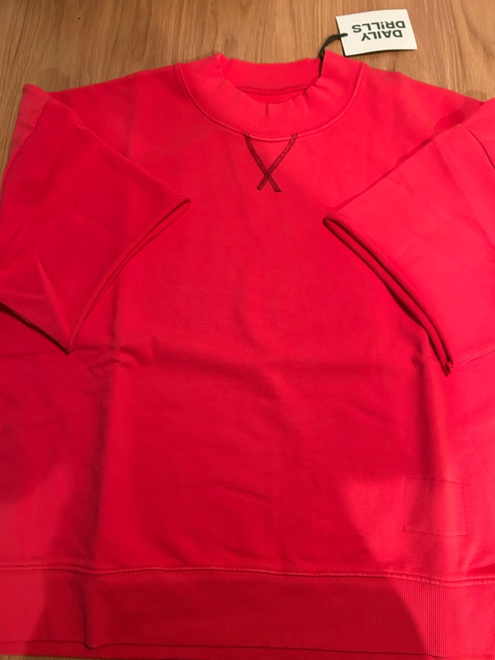 Daily Drills Cropped Sleeve Vintage Crew - Heart + Bodega w/ Tonal Patch M/L NWT